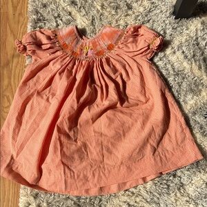 Charming Orange Gingham Kids Dress